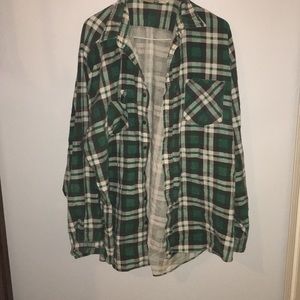 Green and white vintage flannel